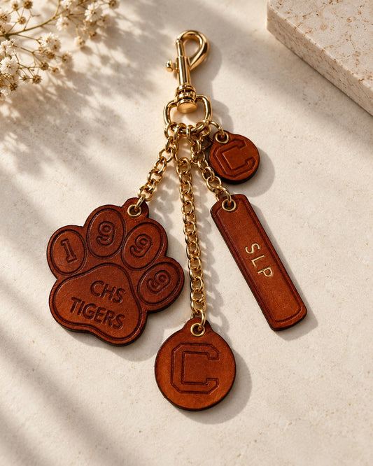 Personalized Conway Tigers Class of 1999 Leather Charm Keychain