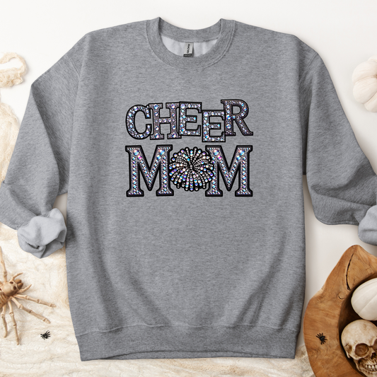 "CHEER MOM" FAUX RHINESTONE SWEATSHIRT