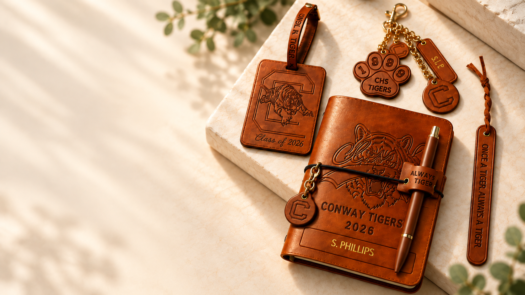 Personalized Conway Tigers leather journal and keepsakes