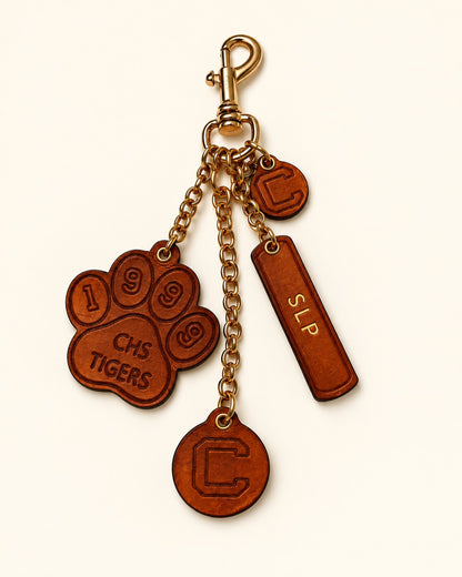 Personalized Conway Tigers Class of 1999 Leather Charm Keychain